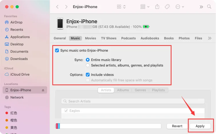 Synkronisere musikk til en iPhone for Enjox (trinn 4)