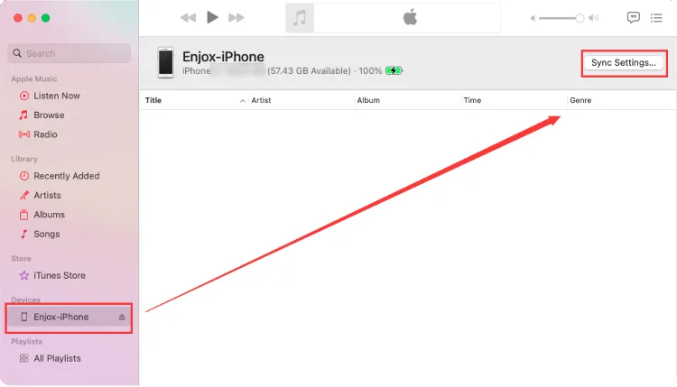 Synkronisere musikk til en iPhone for Enjox (trinn 3)