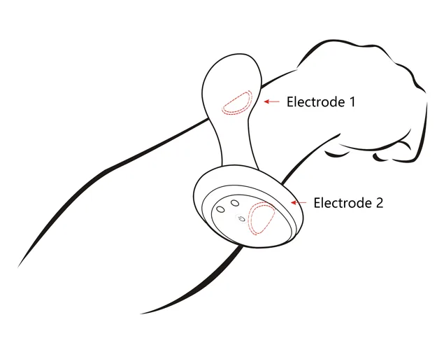Teste den elektriske pulsen til Enjox BoomPro på underarmen